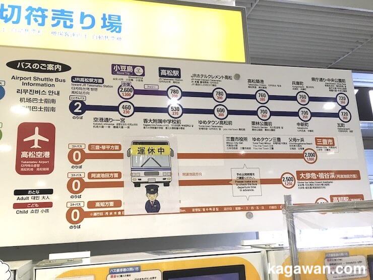 高松空港リムジンバスの料金